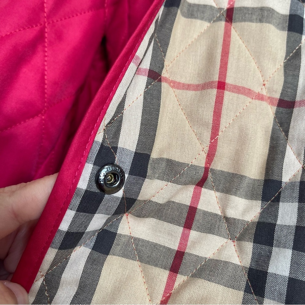 Burberry London Barn Coat Pink Diamond Quilted Nova Check Snap Authenticated M - Picture 10 of 16
